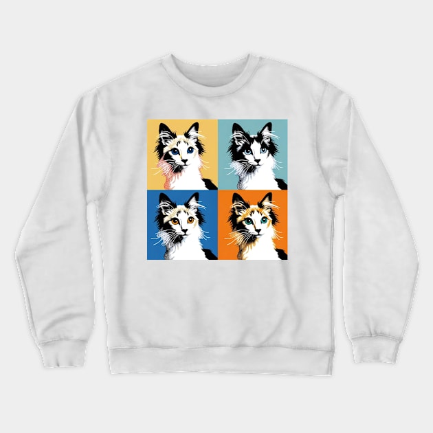 Japanese Bobtail Pop Art - Cat Lover Gift Crewneck Sweatshirt by PawPopArt